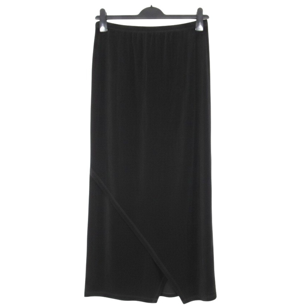 CHICO'S TRAVELERS Black SLINKY KNIT Faux Wrap SLIT Straight Pencil Skirt 2/US-L